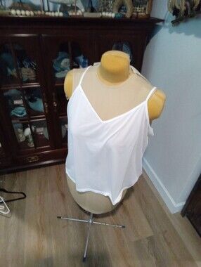 Plus Size 3X Sleeveless White Polyester Spaghetti Strap Camisole
